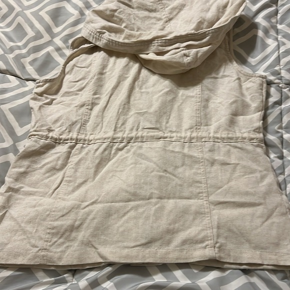 Tan cotton linen zip vest L - Picture 5 of 7